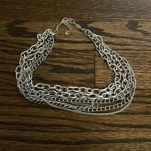 Sabika multi chain silver necklace